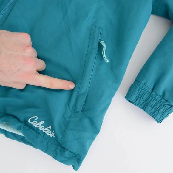Cabela's Teal Windbreaker with Fleece Lining Jacket Size  XLarge - Picture 8 of 13